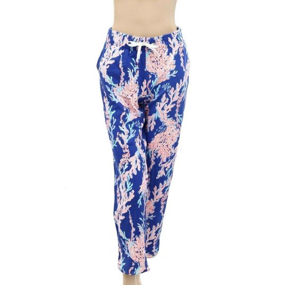 Lilly Pulitzer 28" Emora Knit Pants Printed Cotton Blue Resort S New - Picture 5 of 9